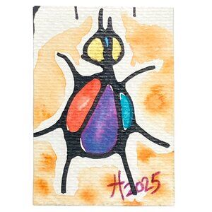 ACEO Original Neurographic Art Watercolor Mixed Media Artist Card ATC